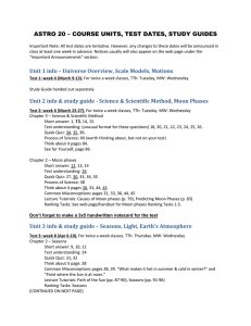 ASTRO 20 – COURSE UNITS, TEST DATES, STUDY GUIDES