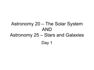 – The Solar System Astronomy 20 AND – Stars and Galaxies