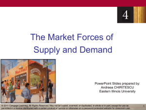 The Market Forces of Supply and Demand PowerPoint Slides prepared by: Andreea CHIRITESCU