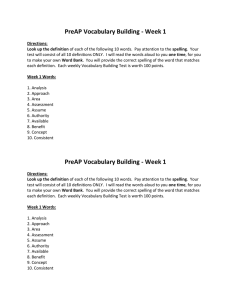 Vocabulary Building - Week 1