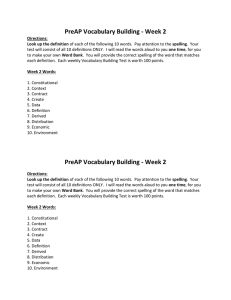 Vocabulary Building - Week 2