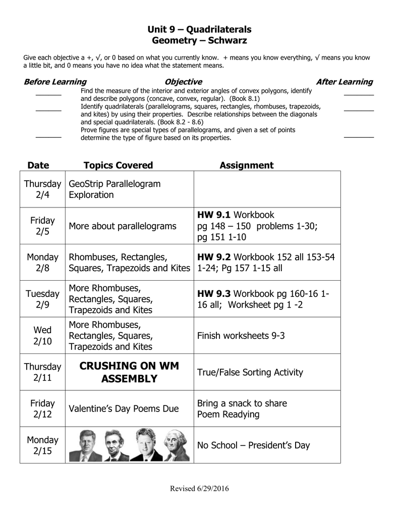 Unit 9 Quadrilaterals Geometry Schwarz