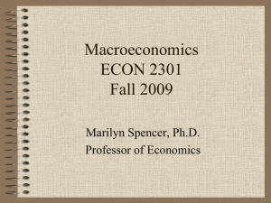 Macroeconomics ECON 2301 Fall 2009 Marilyn Spencer, Ph.D.