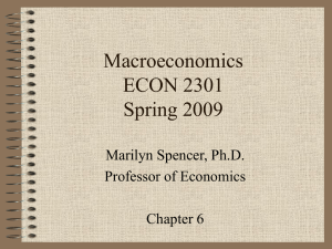 Macroeconomics ECON 2301 Spring 2009 Marilyn Spencer, Ph.D.