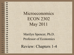 Microeconomics ECON 2302 May 2011 Review: Chapters 1-4