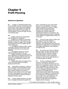 Chapter 9 Profit Planning  Solutions to Questions