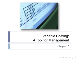 Variable Costing: A Tool for Management Chapter 7