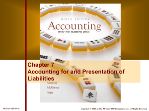 Chapter 7 Accounting for and Presentation of Liabilities