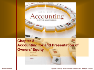 Chapter 8 Accounting for and Presentation of Owners’ Equity