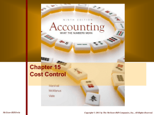 Chapter 15 Cost Control McGraw-Hill/Irwin