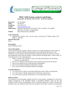 MISY 3340 Systems Analysis and Design