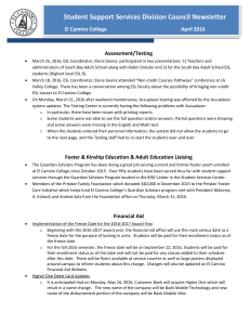 Student Support Services Division Council Newsletter El Camino College April 2016 Assessment/Testing