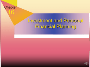 16 Investment and Personal Financial Planning Chapter