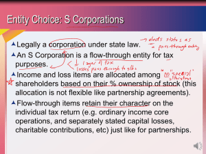 Entity Choice: S Corporations