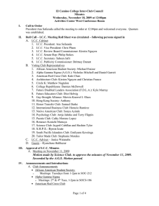 El Camino College Inter-Club Council Minutes Wednesday, November 18, 2009 at 12:00pm