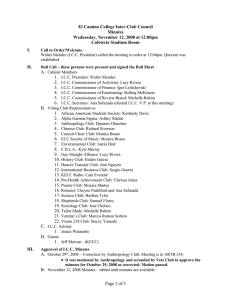 El Camino College Inter-Club Council Minutes Wednesday, November 12, 2008 at 12:00pm