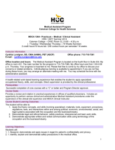 MDCA 1264_Clinical Medical Assistant (B)_CRN12977Summer2014.doc