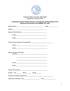 earning Contract/Field Evaluation Form - Concentration Year