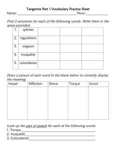 Tangerine Vocabulary Practice Sheet 1
