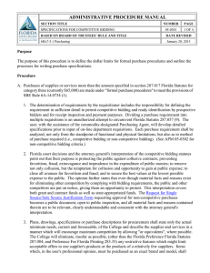 Specifications for Competitive Bidding