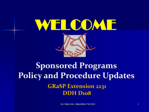 Sponsored Programs Policy Updates Power Point November 2012