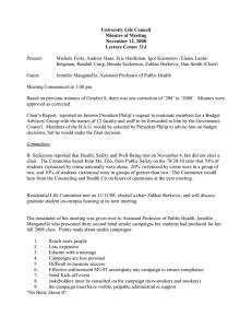 University Life Council Minutes of Meeting November 12, 2008 Lecture Center 31J