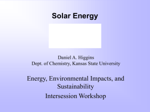 Solar Energy Energy, Environmental Impacts, and Sustainability Intersession Workshop