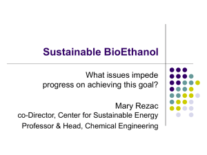 Sustainable BioEthanol What issues impede progress on achieving this goal? Mary Rezac