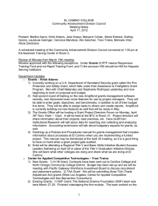 EL CAMINO COLLEGE Community Advancement Division Council Meeting Notes April 11, 2012