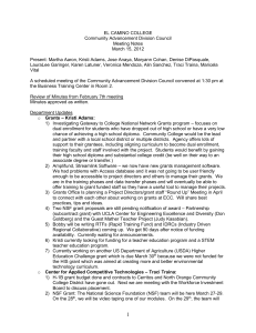 EL CAMINO COLLEGE Community Advancement Division Council Meeting Notes March 15, 2012
