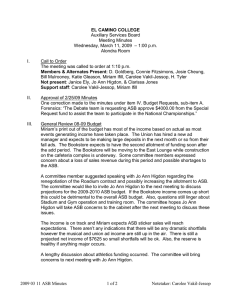 Auxiliary Services Board Meeting Minutes – 1:00 p.m. Wednesday, March 11, 2009