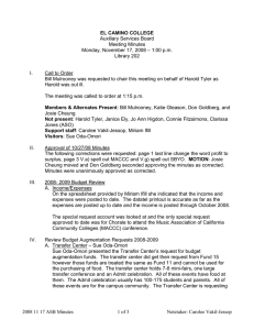 Auxiliary Services Board Meeting Minutes – 1:00 p.m. Monday, November 17, 2008