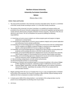 Northern Arizona University University Curriculum Committee Bylaws