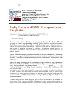 Reality Checks in VENSIM:  Conceptualization &amp; Application