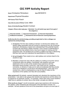 CEC FIPP Activity Report Christopher Richardson 08/30/2010 Physical Education