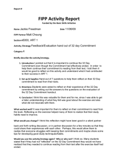 FIPP Activity Report  Jackie Freedman 11/06/09