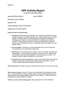 FIPP Activity Report 3 Sue Ellen Warren 10/28/09