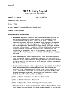 FIPP Activity Report 5 Robin Bouse 12/18/2009