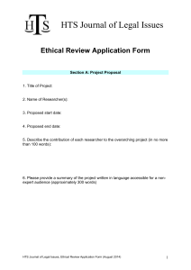 Ethical Review Application Form