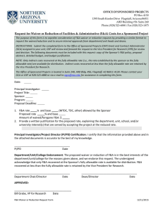 Facilities and Administrative Reduction or Waiver Request Form