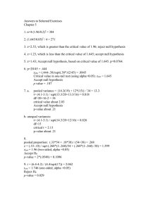 Answers to Selected Exercises Chapter 5  1. n=4 (1.96/0.2)