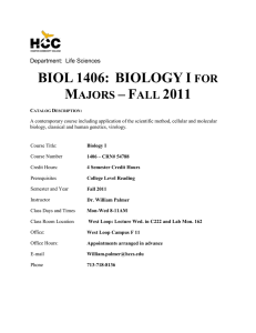 Biol. 1406 Syllabus MW 8-11 Fall11.doc