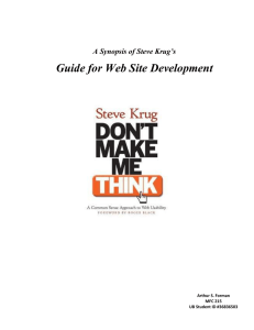 Guide for Web Site Development A Synopsis of Steve Krug’s