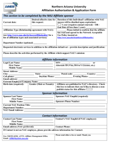 Northern Arizona University Affiliation Authorization &amp; Application Form
