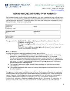 FLEXIBLE WORK/TELECOMMUTING OPTION AGREEMENT DEPARTMENT of HUMAN RESOURCES PO Box 4113