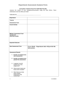 Sample ASSESSMENT RESULTS reporting form DOC