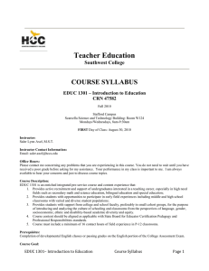 EDUC 1301 Syllabus Fall 2010.doc