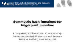 Symmetric Hash Functions for Fingerprint Minutiae