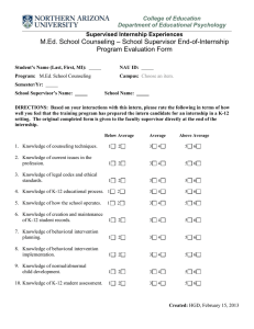 School Supervisor End of Internship Program Evaluation Form