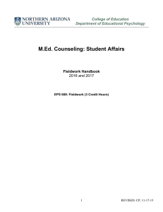 EPS 608 - Student Affairs Fieldwork Handbook 